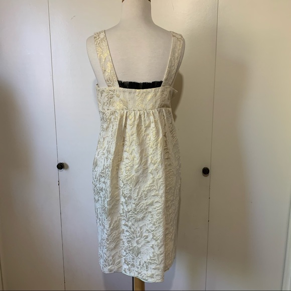 BCBG Paris Cream & Gold Dress with POCKETS - Picture 4 of 9
